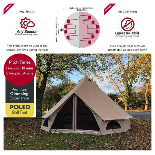 Quest 4M or 5m Classic Clamping Bell Tent 2023 Polycotton Yurt Tipi