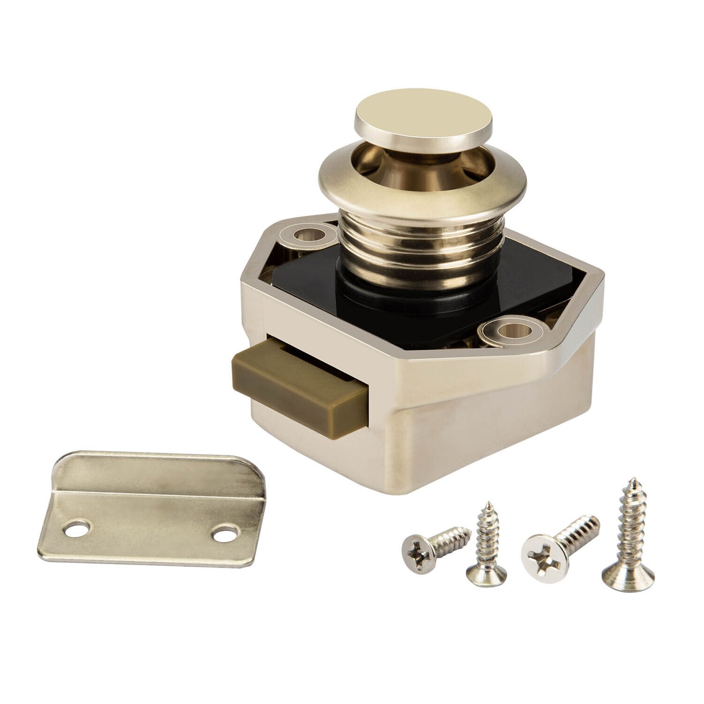 Push Button Latch Kit - Rosette, Latch, Collar & Strike plate